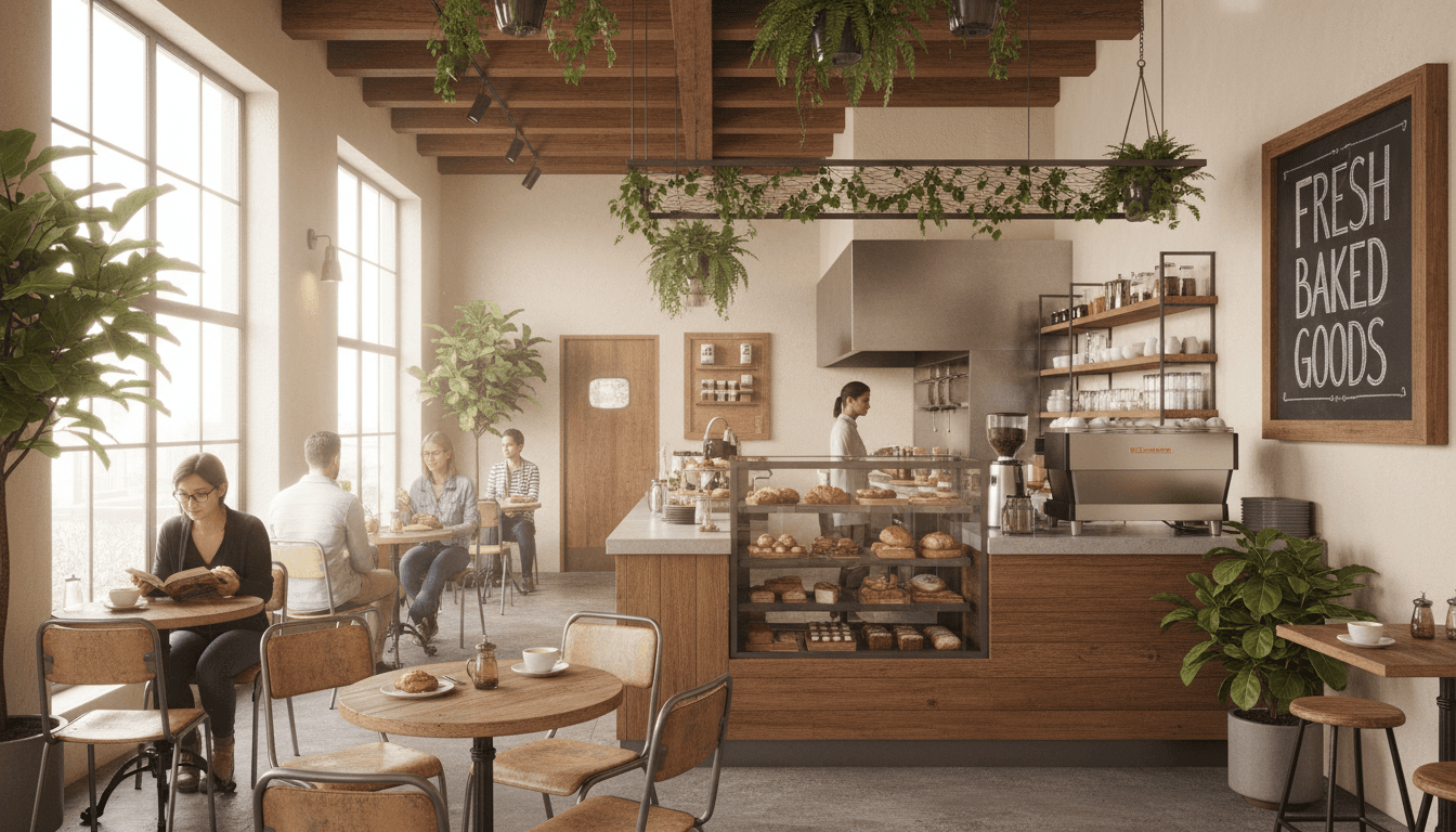 Colourful cafe brunch menu with bright visuals and clean modern design
